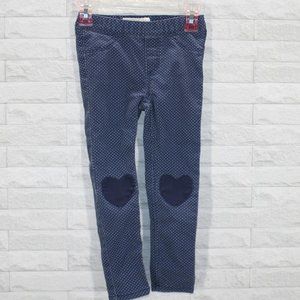 L.O.G.G. H&M Leggings Jeggings Polka Dot Heart Knee Patches Girls Blue 3 - 4